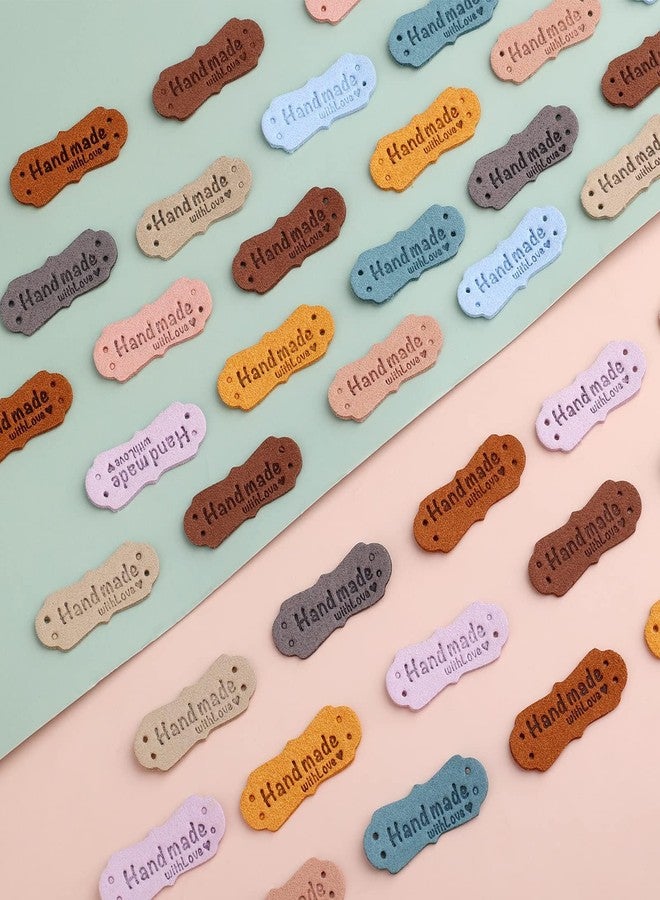 STORE 2508 Store2508 50 Pcs Handmade with Love Tags - Assorted Colours, Faux Leather Labels with Holes for Sewing, Knitting, Crochet, DIY Crafts, Clothes, Bags, Hats, Handmade Accessories - Image 3